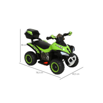 Mini Quad Elettrico per Bambini 6V Verde Kid Go Deluxe con Luci, Musica, 4 Ruote Stabili e Bauletto Posteriore