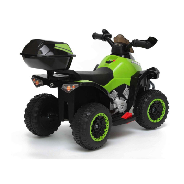 Mini Quad Elettrico per Bambini 6V Verde Kid Go Deluxe con Luci, Musica, 4 Ruote Stabili e Bauletto Posteriore