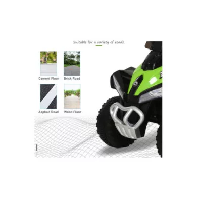 Mini Quad Elettrico per Bambini 6V Verde Kid Go Deluxe con Luci, Musica, 4 Ruote Stabili e Bauletto Posteriore