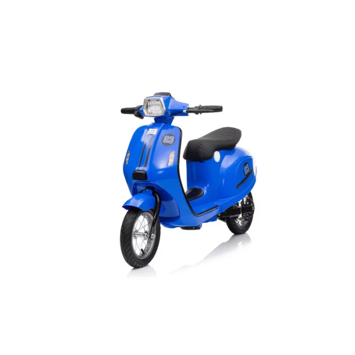 Moto Elettrica per Bambini 24V Blu Deluxe con Luci LED, Suoni, Soft Start, Acceleratore e Ruote da 12” Antiscivolo