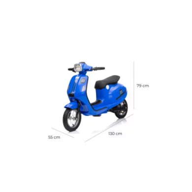 Moto Elettrica per Bambini 24V Blu Deluxe con Luci LED, Suoni, Soft Start, Acceleratore e Ruote da 12” Antiscivolo