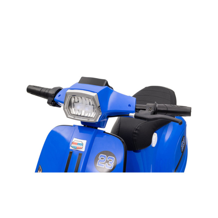 Moto Elettrica per Bambini 24V Blu Deluxe con Luci LED, Suoni, Soft Start, Acceleratore e Ruote da 12” Antiscivolo