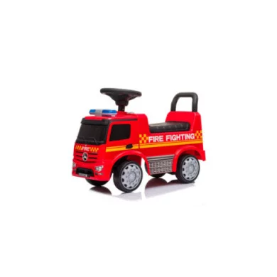Camion Cavalcabile Pompieri Mercedes Rosso con Clacson, Luci, Sirena, Vano Portaoggetti e Ruote da 14cm