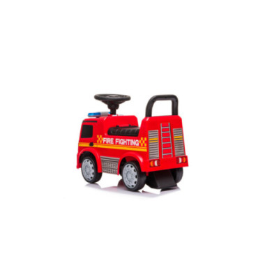 Camion Cavalcabile Pompieri Mercedes Rosso con Clacson, Luci, Sirena, Vano Portaoggetti e Ruote da 14cm