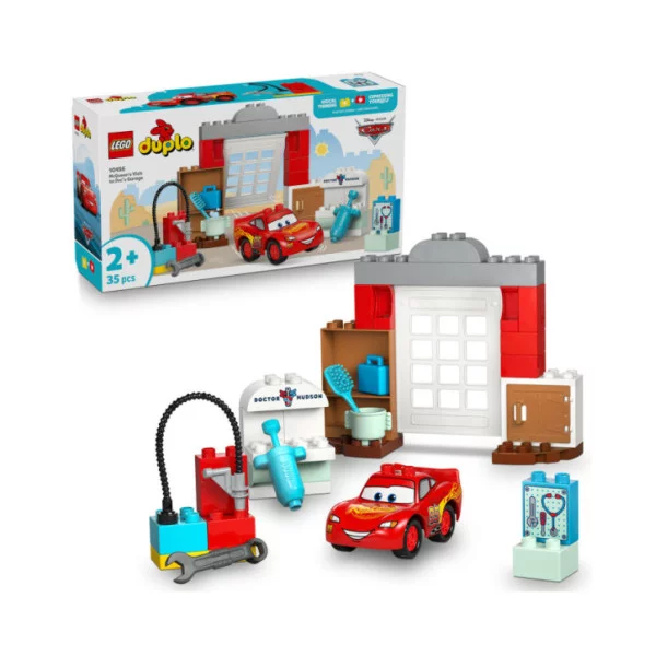 LEGO DUPLO │ Disney e Pixar 10456 La Visita di McQueen all’Officina di Doc, con Macchina Giocattolo e Accessori per Bambini 2+