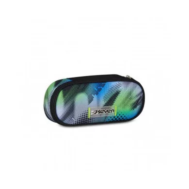 Seven Astuccio Round Plus Verde Azzurro Portapenne Organizzato Ovale