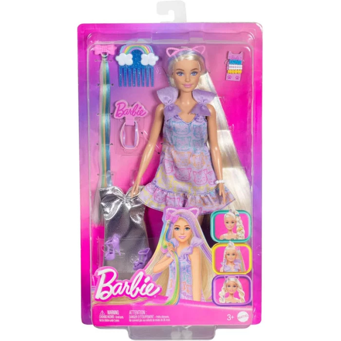 Barbie Fun & Fancy Bambola con Capelli Lunghissimi ed Extension, 2 Look e Accessori Inclusi, 3+ Anni