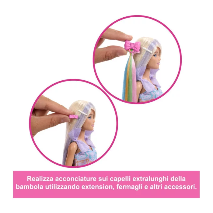 Barbie Fun & Fancy Bambola con Capelli Lunghissimi ed Extension, 2 Look e Accessori Inclusi, 3+ Anni