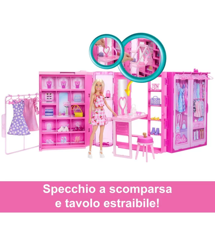 Barbie Armadio dei Sogni con Bambola, Oltre 25 Vestiti e Accessori