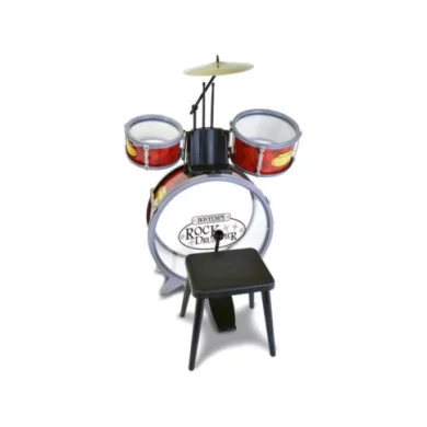 Bontempi BeatMaster 🥁 Batteria per Bambini con Suoni Realistici | 2 Tamburi, Grancassa, Piatto e Sgabello