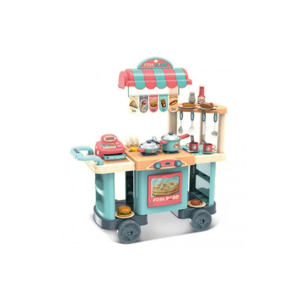 Set Fast Food Giocattolo – Cucina con Accessori e Registratore di Cassa per Bambini 3+ Anni