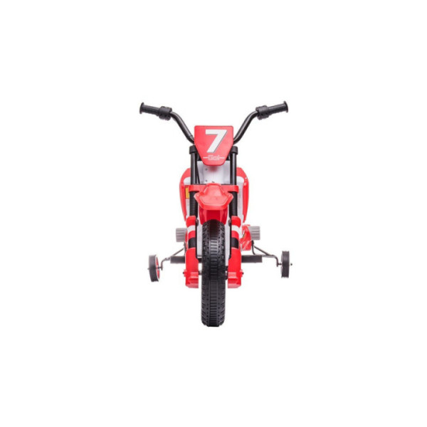 Moto Cross Elettrica Rossa 12V per Bambini con 2 Velocità e Rotelle di Supporto