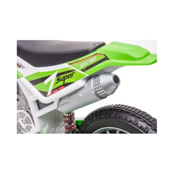 Moto Cross Elettrica Verde 12V per Bambini con 2 Velocità e Rotelle di Supporto