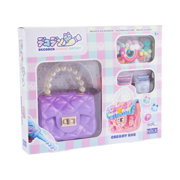 MOMOMI Decoden Creamy Bag – Kit Borsetta da Decorare con Charms e Perline 6+ Anni