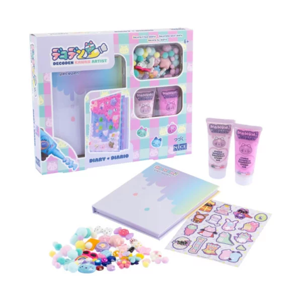 MOMOMI Decoden Diary – Kit Diario da Decorare con Creme, Charms e Perline 6+ Anni