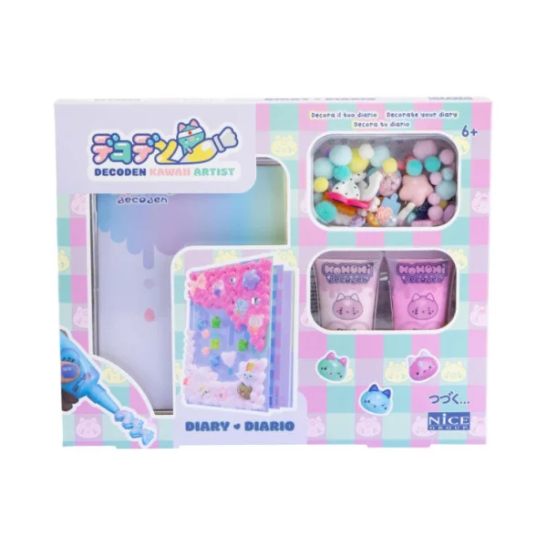 MOMOMI Decoden Diary – Kit Diario da Decorare con Creme, Charms e Perline 6+ Anni
