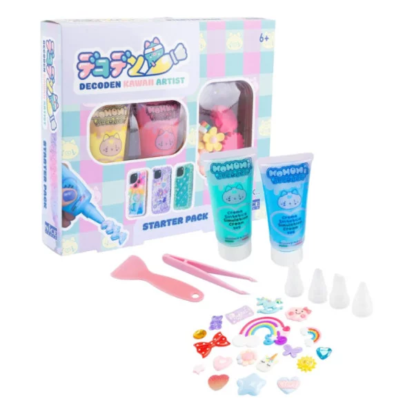 MOMOMI Decoden Starter Pack – Kit Decorazioni per Cover con Creme e Charms 6+ Anni