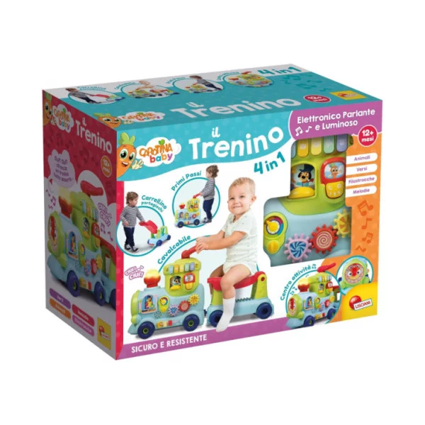 Trenino dei Giochi 4 in 1 Cavalcabile, Primi Passi e Centro Attività 12+ Mesi Lisciani Carotina Baby