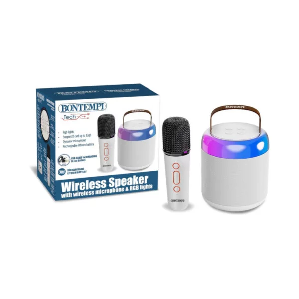Cassa Wireless con Microfono Senza Filo, Luci RGB e Effetto Eco Bontempi