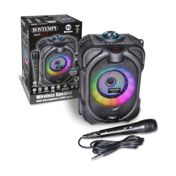Amplificatore Karaoke Nero con Microfono, Effetti Luce RGB ed Eco Bontempi