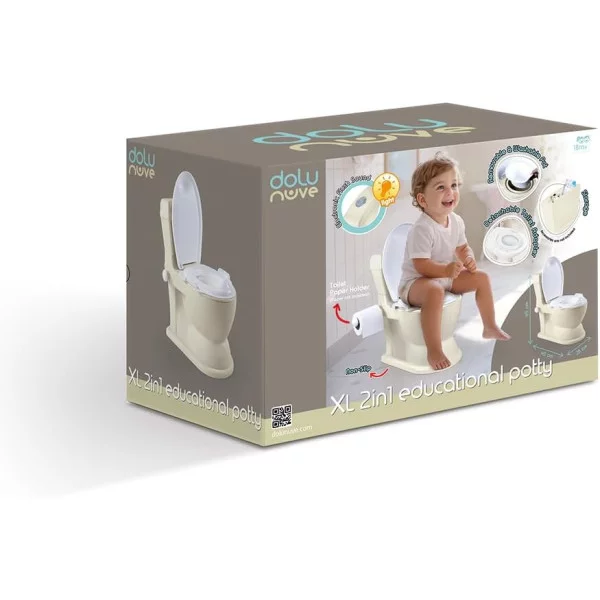 Prima Toilette XL con Suono e Luce – Vasino Educativo Relax Beige, Ergonomico e Antiscivolo Dolu