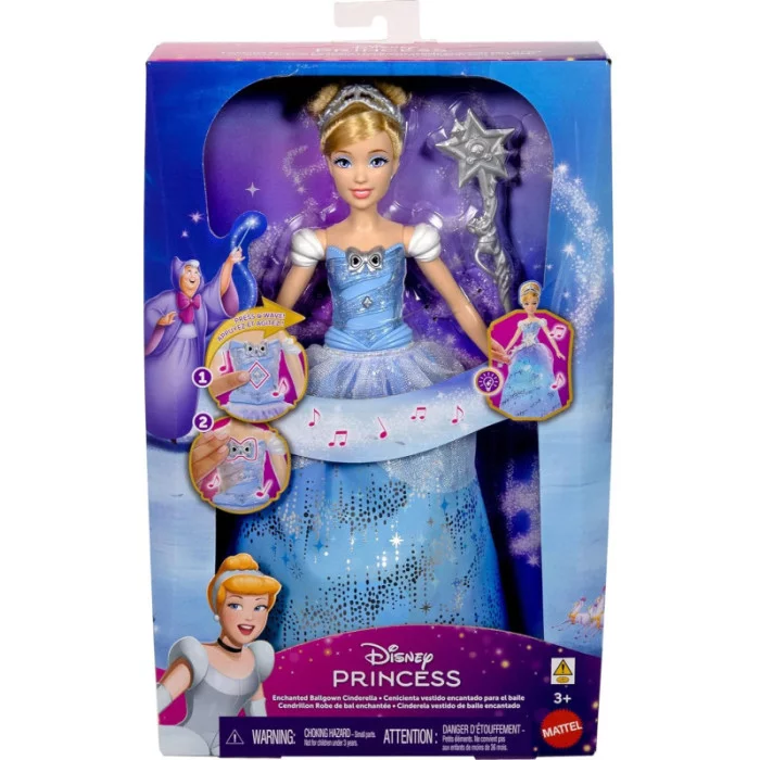 Disney Princess – Cenerentola Ballo Incantato con Abito Luminoso e Bacchetta Magica Sonora, 3+ Anni JBF94