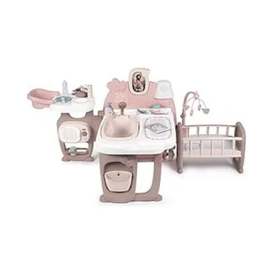 Smoby Nany Nurse – Centro Gioco Bambole 3 in 1 con Cucina, Bagnetto e Cameretta + 23 Accessori, 3+ Anni