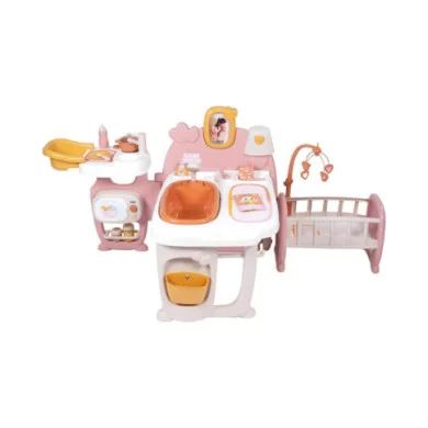 Smoby Baby Nurse Casetta Grande – Centro Gioco Bambole 3 Aree, 19 Accessori, Pieghevole e Trasportabile, 3+ Anni