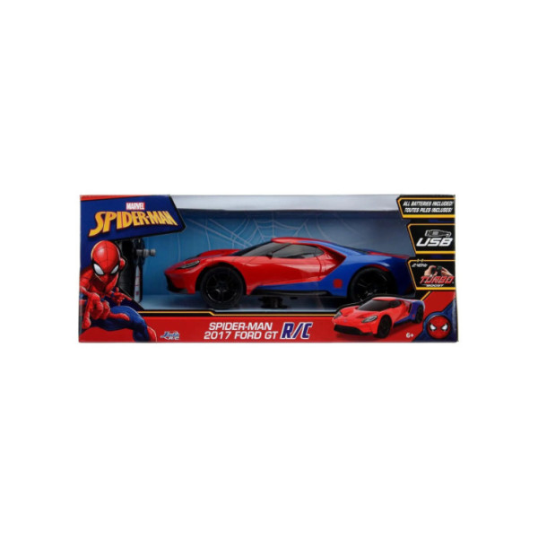 Marvel Spider-Man Ford GT 2017 RC 1:16 – Auto Radiocomandata con Turbo Boost, Batterie Incluse e Ricarica USB