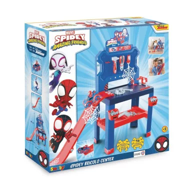 Smoby Marvel Spidey Bricolo Center – Banco da Lavoro con Attrezzi e Scivolo, Giocattolo Creativo 3+ Anni