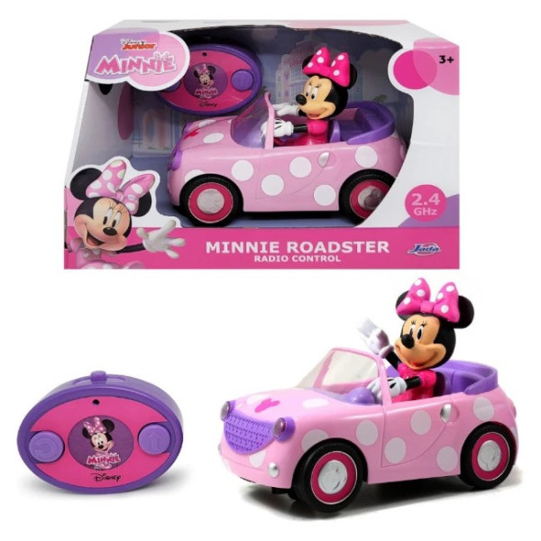 Disney Minnie Mouse Roadster RC 19 cm – Auto Radiocomandata 2,4 GHz con Telecomando, Licenza Ufficiale Jada
