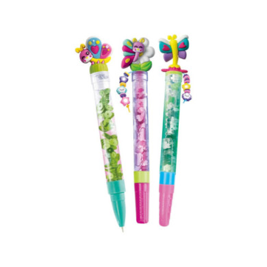 Create Your Pens – Kit Penne Personalizzate Wonderful Butterflies con 3 Penne e Accessori, 6+ Anni Clementoni