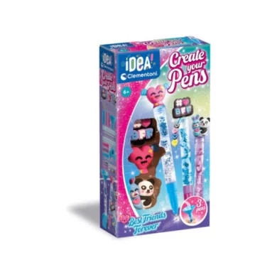 Create Your Pens – Kit Penne Personalizzate Best Friends Forever con 3 Penne e Accessori, 6+ Anni Clementoni