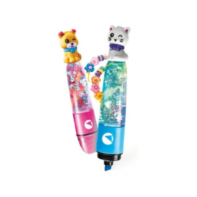 Create Your Highlighters – Kit Evidenziatori Personalizzati Sweet Pets con 2 Evidenziatori e Accessori, 6+ Anni Clementoni