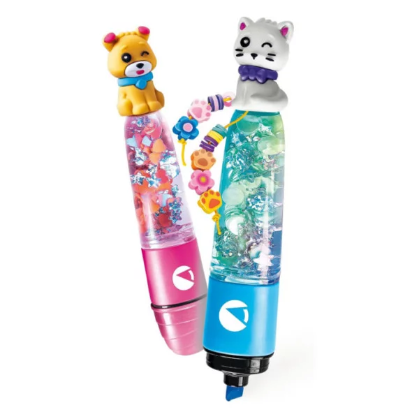 Create Your Highlighters – Kit Evidenziatori Personalizzati Sweet Pets con 2 Evidenziatori e Accessori, 6+ Anni Clementoni