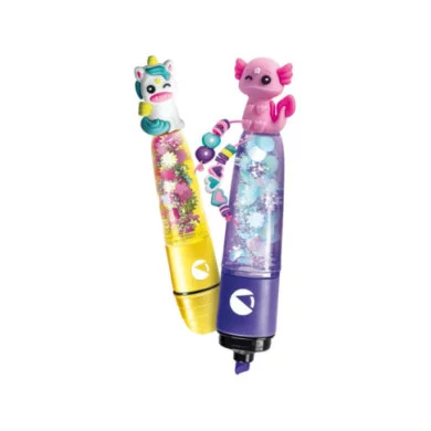 Create Your Highlighters – Kit Evidenziatori Personalizzati Trendy Animals con 2 Evidenziatori e Accessori, 6+ Anni Clementoni