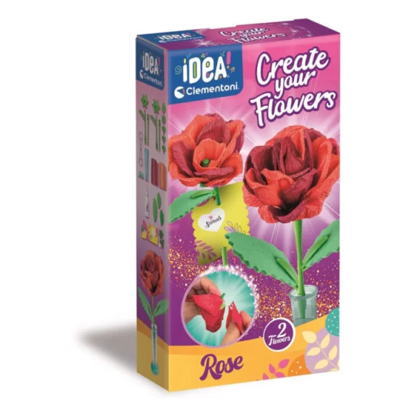 Create Your Flowers – Kit Creativo Rose con 2 Fiori in Carta da Assemblare e Personalizzare, 8+ Anni Clementoni