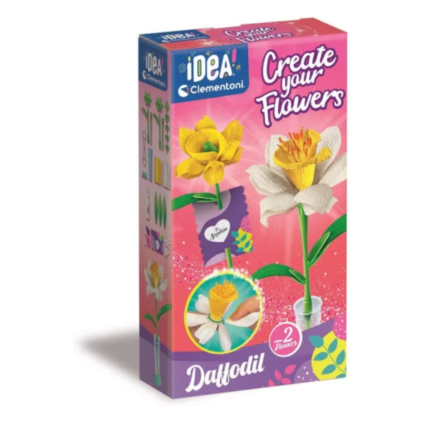 Create Your Flowers – Kit Creativo Narcisi con 2 Fiori in Carta da Assemblare e Personalizzare, 8+ Anni Clementoni