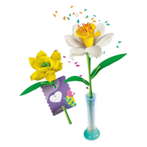 Create Your Flowers – Kit Creativo Narcisi con 2 Fiori in Carta da Assemblare e Personalizzare, 8+ Anni Clementoni