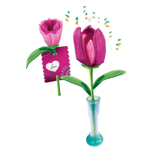 Create Your Flowers – Kit Creativo Tulipani con 2 Fiori in Carta da Assemblare e Personalizzare, 8+ Anni Clementoni