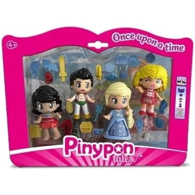 Pinypon Set 4 Personaggi Tales – Bamboline con Gonna Girevole e 15 Accessori a Tema, 4+ Anni Famosa