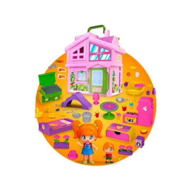 Pinypon Valigetta Casa Rosa – Casa Pieghevole con 4 Stanze Arredate, Accessori e 2 Personaggi, 4+ Anni Famosa