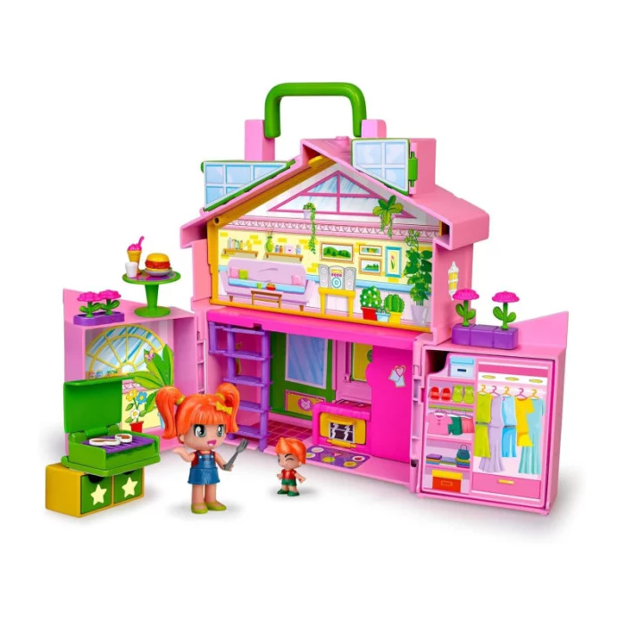Pinypon Valigetta Casa Rosa – Casa Pieghevole con 4 Stanze Arredate, Accessori e 2 Personaggi, 4+ Anni Famosa