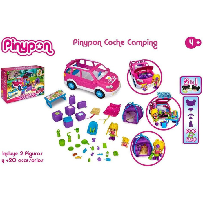 Pinypon Camping Car – Veicolo da Campeggio con Personaggio, Tenda e Accessori da Picnic, 4+ Anni Famosa