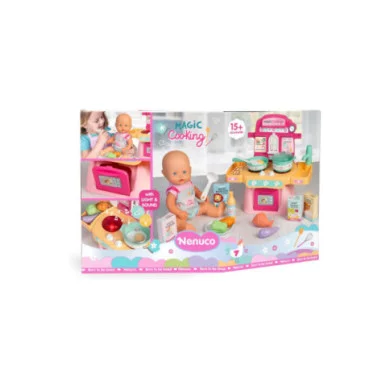 Nenuco Magic Cooking – Bambola 30cm con Cucina Interattiva, Luci, Suoni e 15+ Accessori, 3+ Anni Famosa