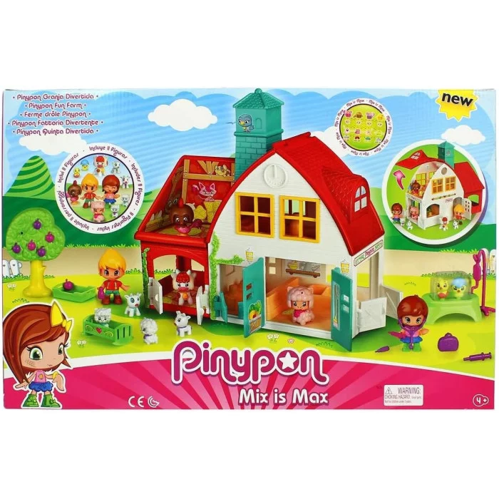 Pinypon Fattoria – Playset con Casa degli Animali, 2 Personaggi, 9 Animali e Accessori Inclusi, 4+ Anni Famosa