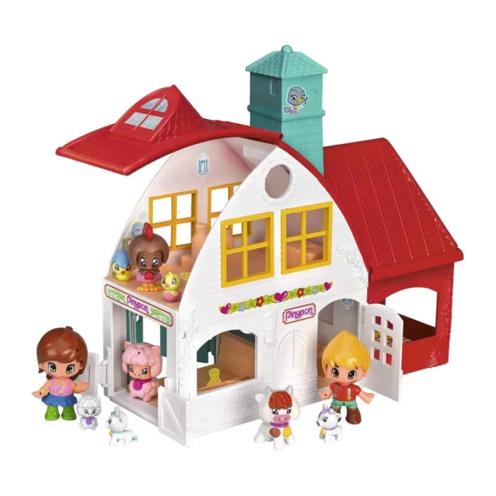 Pinypon Fattoria – Playset con Casa degli Animali, 2 Personaggi, 9 Animali e Accessori Inclusi, 4+ Anni Famosa