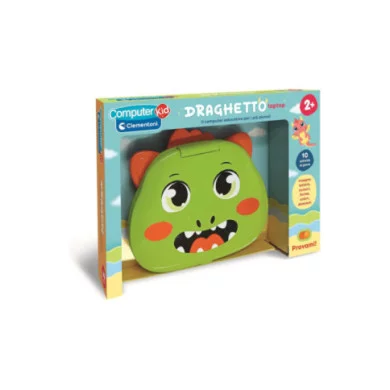Computer Kid Draghetto – Laptop Educativo Bambini 2+ Anni con 10 Attività, Schermo LCD e Melodie 16488 Clementoni