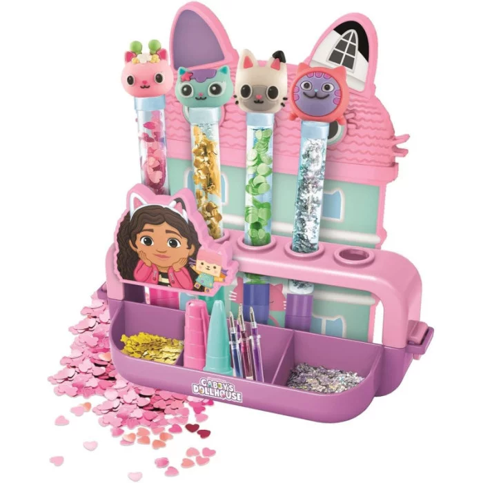 Laboratorio delle penne Gabby’s Dollhouse con 5 Penne e 25 Accessori, 6+ Anni Clementoni 18203