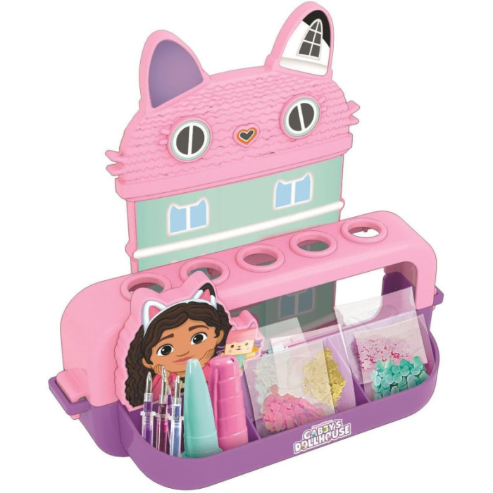 Laboratorio delle penne Gabby’s Dollhouse con 5 Penne e 25 Accessori, 6+ Anni Clementoni 18203